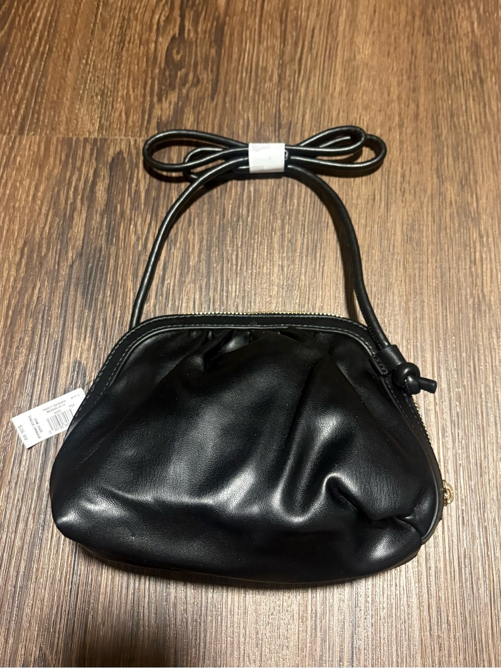 Old Navy Black Soft Faux-Leather Satchel with Knot Strap